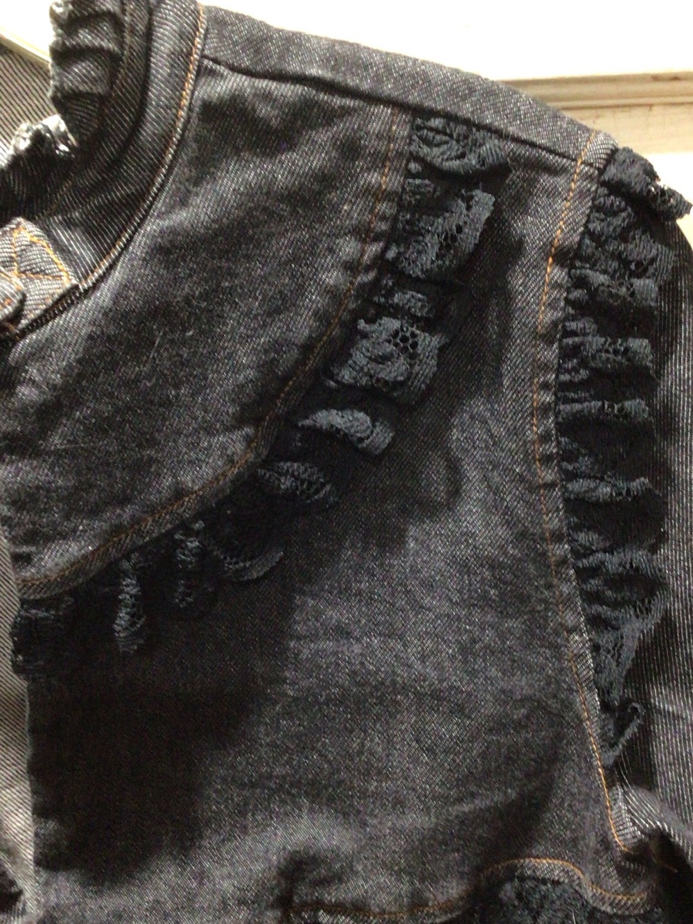 Denim Ruffle Trim Jacket $159 - Picture 4 of 6
